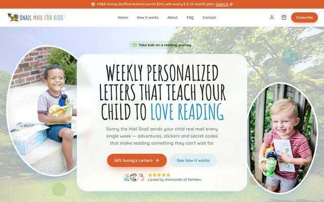 Sunny the Mail Snail (Snail Mail for Kids) homepage