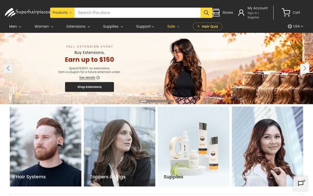 Superhairpieces Hair System Subscription Program homepage