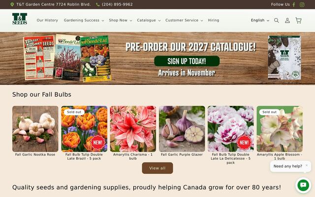 T&T Seeds Subscription Box homepage