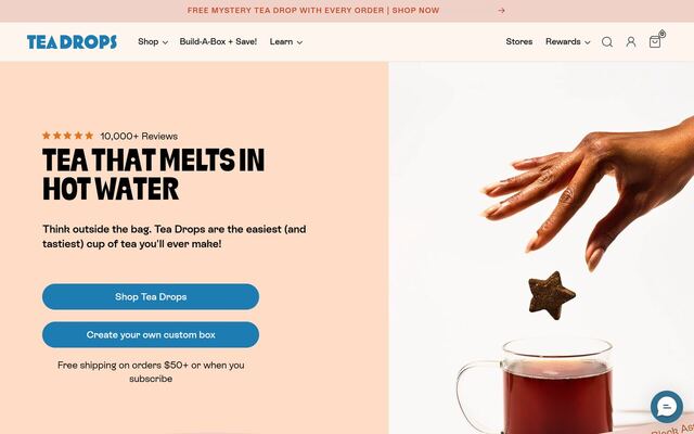 Tea Drops Boba Box homepage
