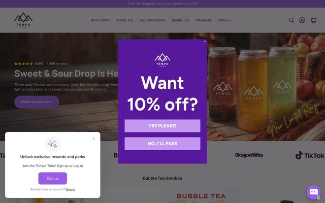 Tempo Tea Bar homepage