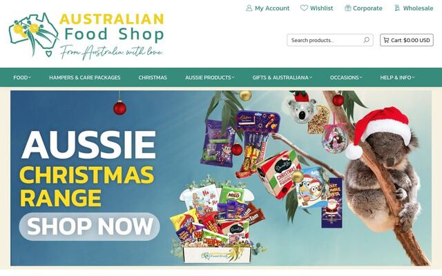 The Australian Food Shop homepage