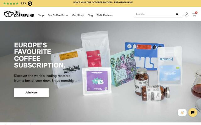 The Coffee Vine homepage