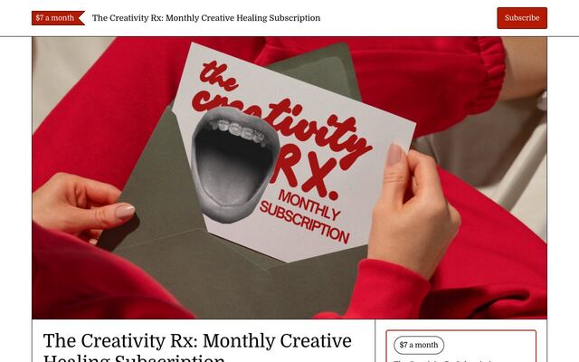 The Creativity Rx homepage