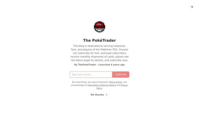 The Pokétrader homepage