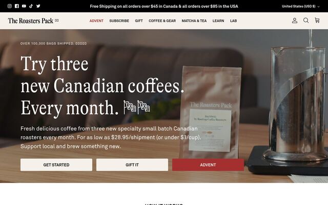 The Roasters Pack Matcha Subscription homepage