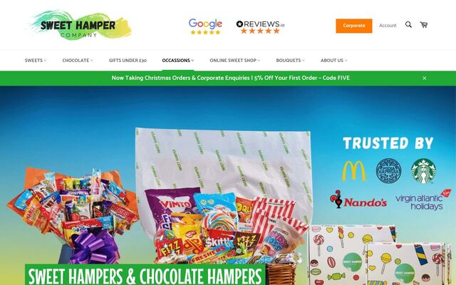 The Sweet Hamper Company Sweet Subscriptions homepage