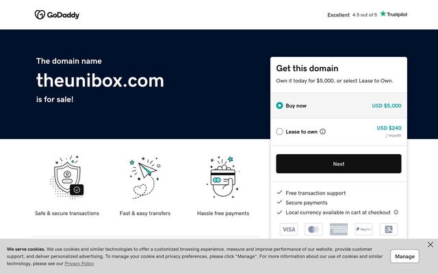 The Unibox homepage