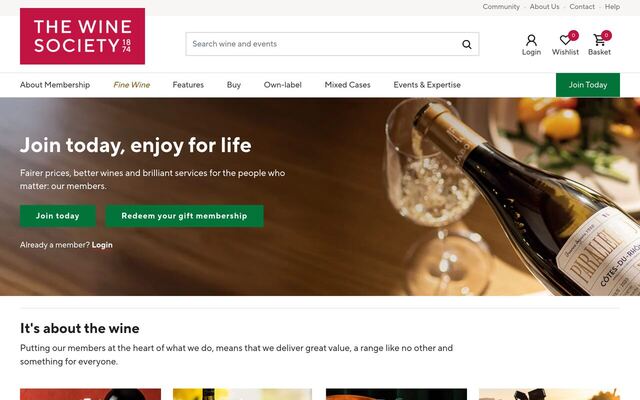 The Wine Society homepage