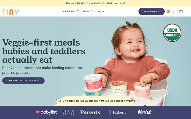 Tiny Organics homepage