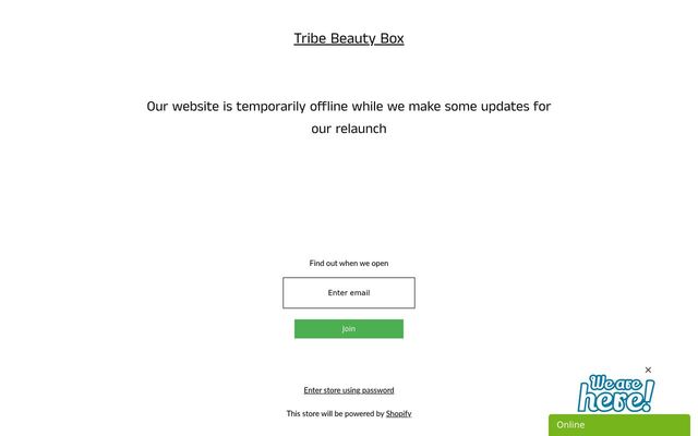 Tribe Beauty Box homepage