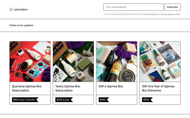 Ujamaa Box homepage