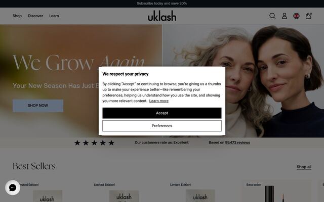 UKLASH Subscribe and Save homepage