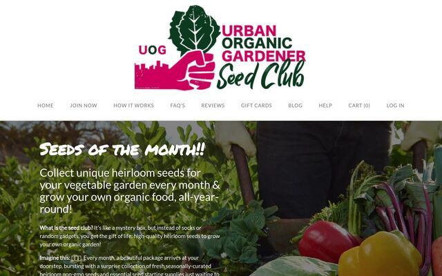 Urban Organic Gardener's Monthly Seed Club homepage