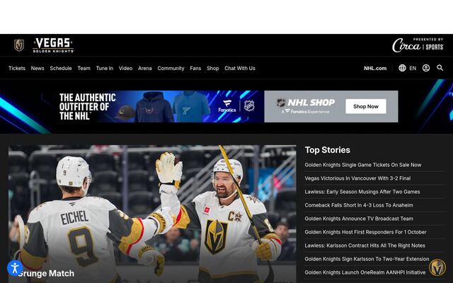 VGK Worldwide (Vegas Golden Knights) homepage