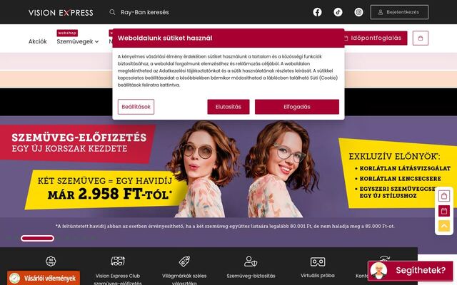 Vision Express Club homepage
