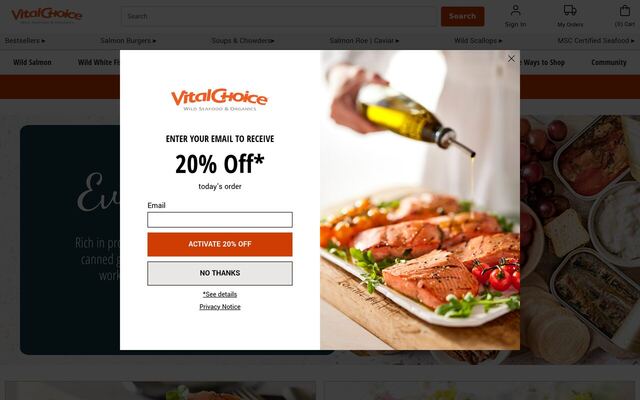 Vital Choice homepage