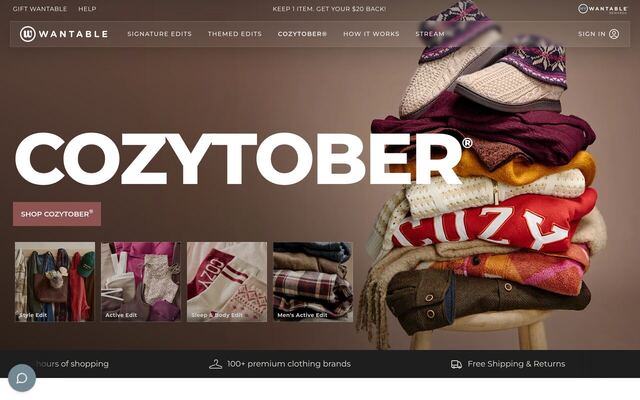 Wantable homepage