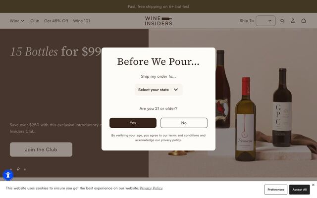 Wine Insiders homepage