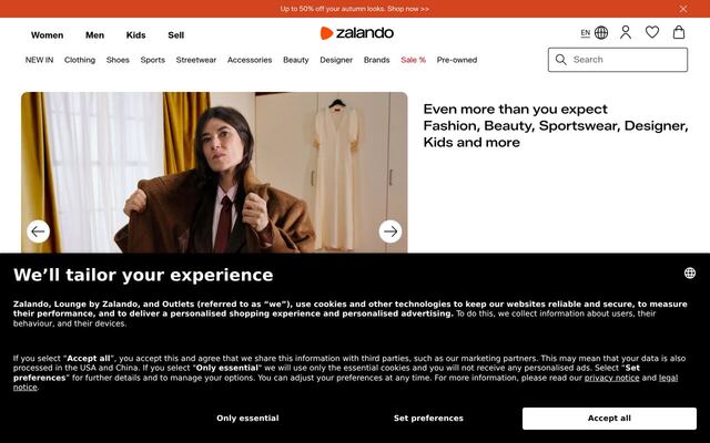 Zalon by Zalando homepage