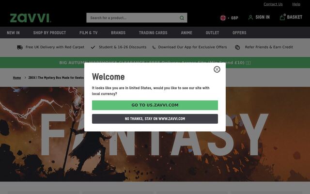 Zavvi ZBOX homepage