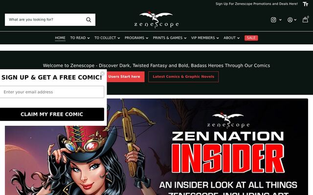 Zenescope Cosplay Subscription homepage